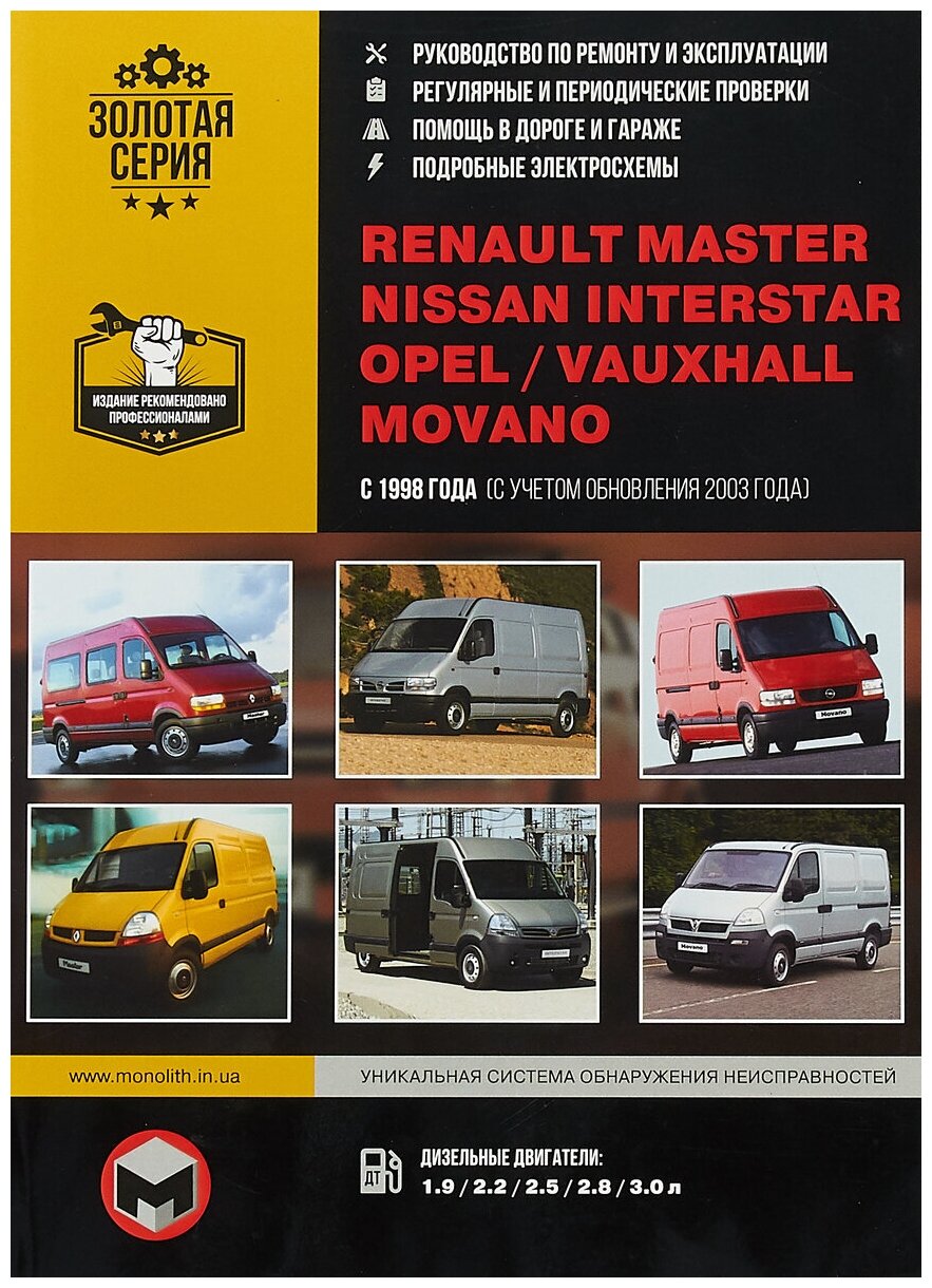 Renault Master / Nissan Interstar / Opel / Vauxhall Movano с 1998 года с учетом обновлений 2003 года. Руководство по ремонту и эксплуатации