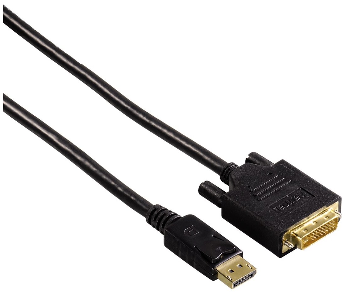 Кабель DVI HAMA H-54593, DisplayPort (m) - DVI-D(m) dual link, GOLD , 1.8м, черный [00054593] - фото №1
