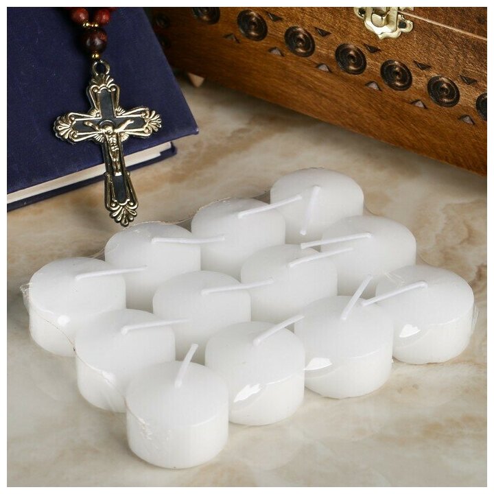 Кассета свечей парафиновых для могильных подсвечников, упаковка 12 штук