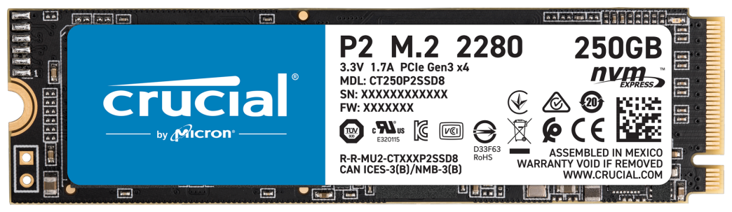 Внутренний SSD диск CRUCIAL P2 250GB, M.2 (CT250P2SSD8)