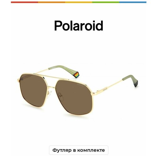 Солнцезащитные очки Polaroid Polaroid PLD 6173/S 807 M9 PLD 6173/S J5G SP, золотой, коричневый солнцезащитные очки polaroid кошачий глаз оправа металл для женщин синий