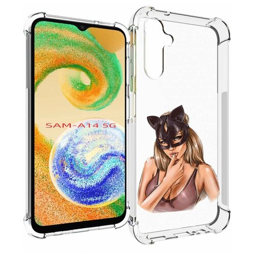 Чехол MyPads девушка-в-купальнике-с-маской-кошки женский для Samsung Galaxy A14 4G/ 5G задняя-панель-накладка-бампер