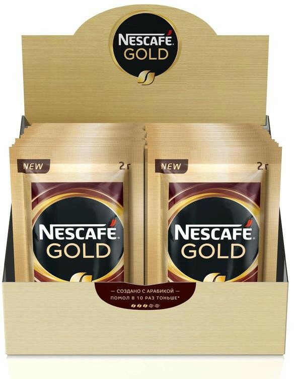 Растворимый кофе с добавлением молотого Nescafe Gold, 30 пакетиков по 2 гр 0002224