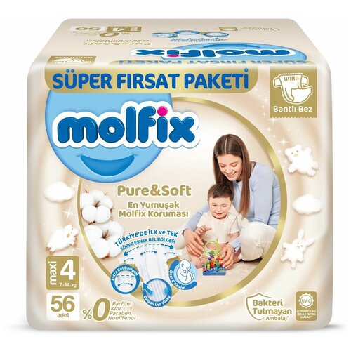 Подгузники MOLFIX PURE &SOFT MAXI №4 (9-14 кг) 56 шт