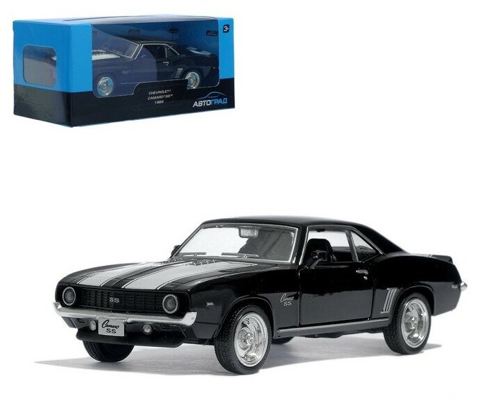 Машина металлическая CHEVROLET CAMARO SS, 1:32, открываются двери, инерция, цвет чёрный