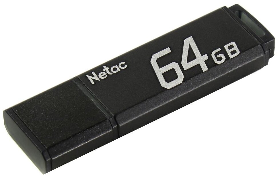 Flash Drive / Флеш Диск Netac U351 64Gb , USB2.0, с колпачком, металлическая черная