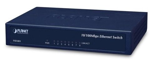 Коммутатор PLANET FSD-803 8-Port 10/100Mbps Fast Ethernet Switch, Metal