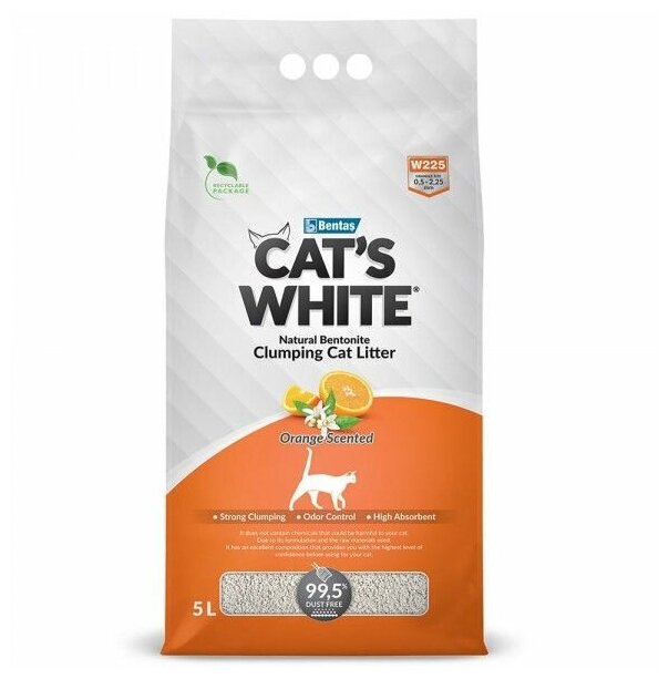Комкующийся наполнитель Cat's White Orange с ароматом апельсина для кошачьего туалета (5л) - фотография № 13