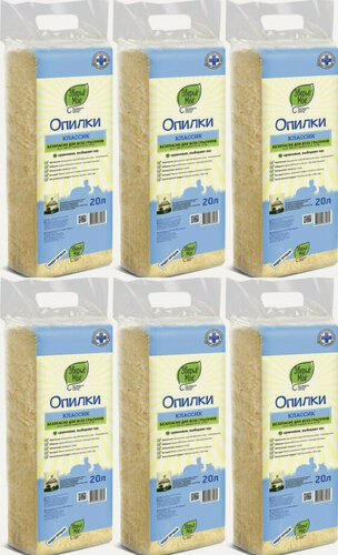 Изображение товара Опилки прессованные Зверьё Моё Классик, для грызунов, 20 л, 700 г, 6 шт