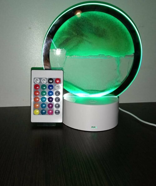3D-настольная лампа с движущимся песком с дистанционным управлением, зеленый