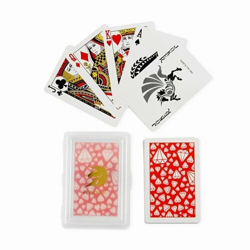 Карты игральные пластиковые Flyhorse 54 шт 23 мкм красные 56 х 86 см 597₽
