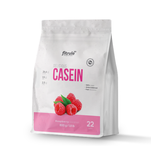 фото Fitrule casein - казеиновый протеин, 800 гр, малина
