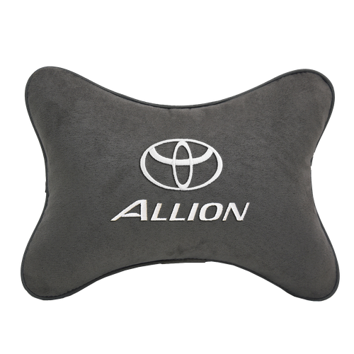 Подушка на подголовник алькантара D.Grey с логотипом автомобиля TOYOTA ALLION