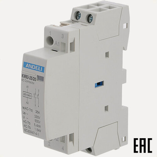 Изображение товара Контактор модульный ADL08-233 КМ63-25/20 25А 230В 2з на Din-рейку ANDELI