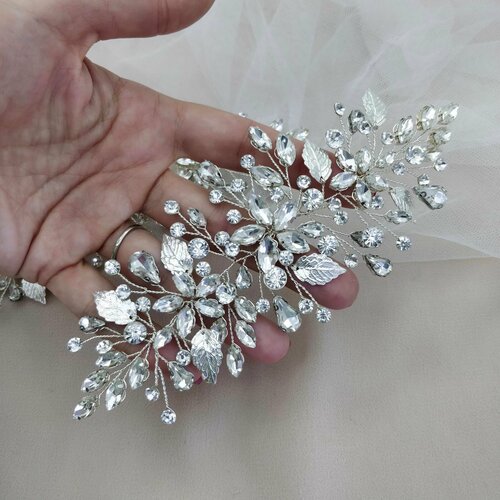 Веточка для волос свадебная из страз ручной работы 1 шт