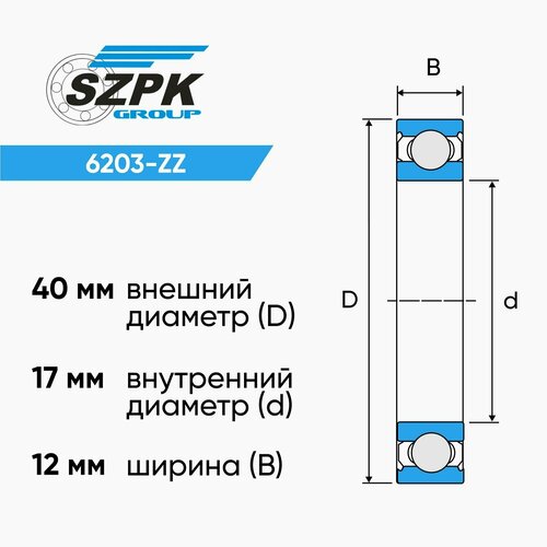 Подшипник szpk 6203zz размер 17х40х12 (4шт)