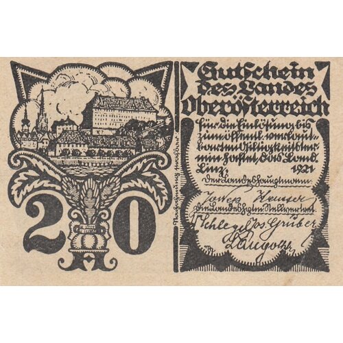 Австрия, Верхняя Австрия 20 геллеров 1921 г. (№4)