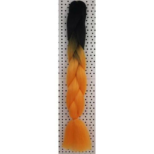 Канекалон-коса двухцветная, черно-оранжевая, 60см, 100гр, 1 шт