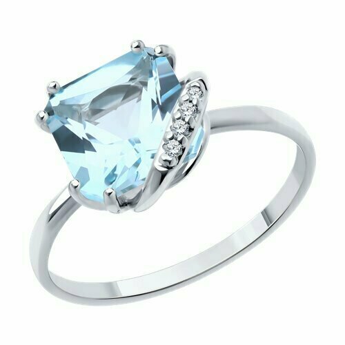 фото Кольцо diamant online, серебро, 925 проба, фианит, топаз, размер 17.5
