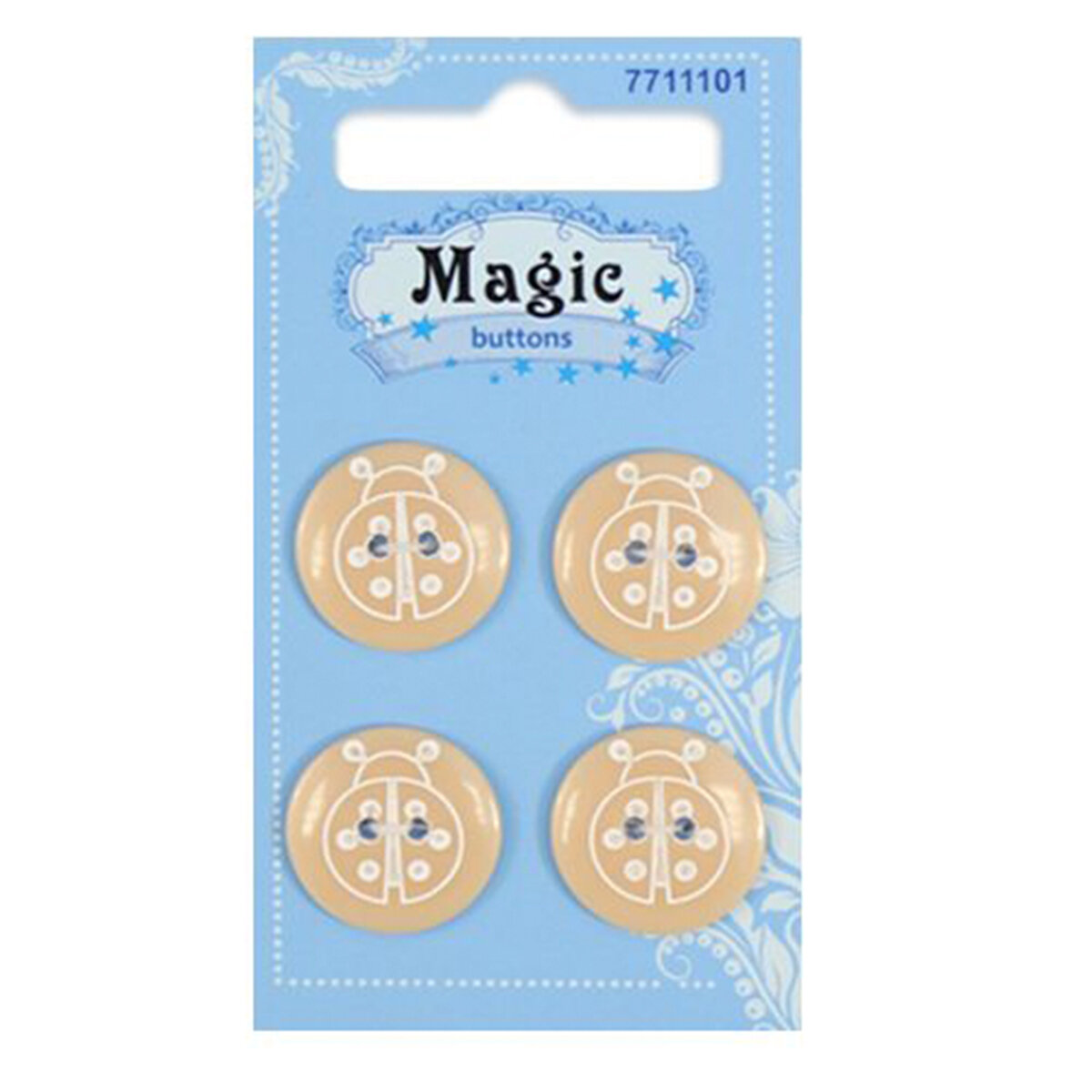 Пуговицы Magic Buttons 'Божья коровка', 28L (18 мм), 2 прокола, пластик, 4 шт