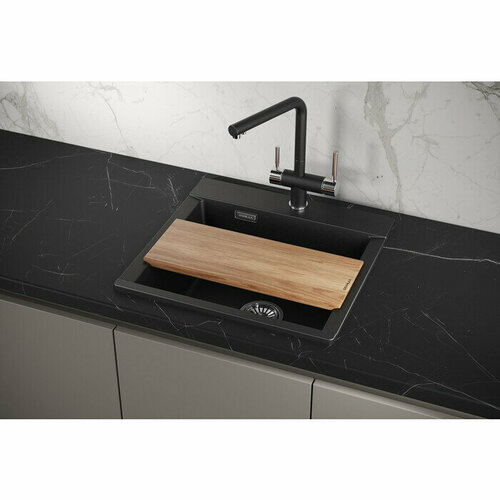 Кухонная мойка Granula Estetica ES-5201 шварц доска разделочная attribute гранит прямоугольная 27х1х36 см пластиковая