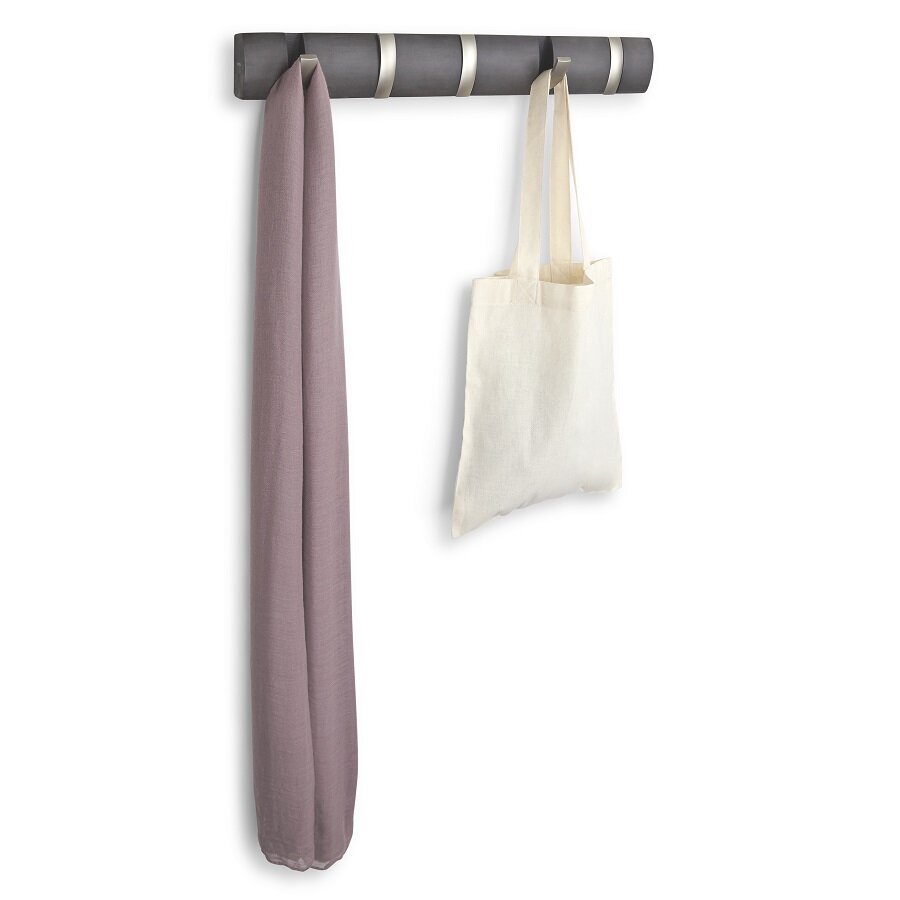 Вешалка настенная горизонтальная flip 5 крючков дерево/никель Umbra - фото №7