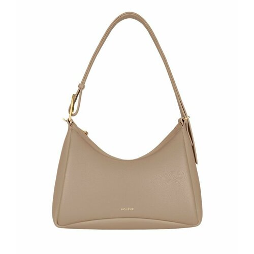 Сумка хобо POLENE, фактура гладкая, серый