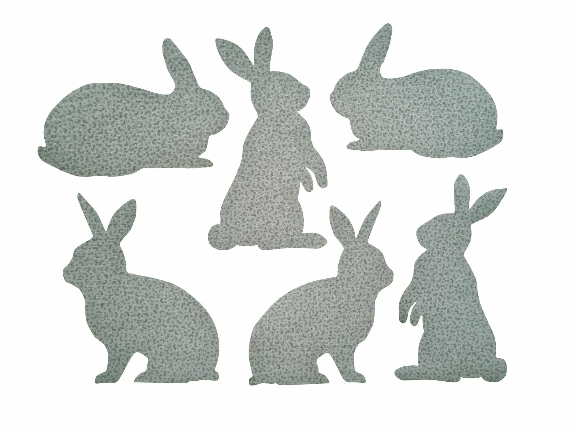 Аппликации из ткани с клеевым слоем "Кролики", 6 штук