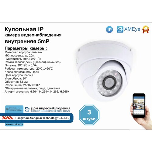 3шт DVW300IP5MP Внутренняя IP камера 5мП с ИК до 20м 997000₽