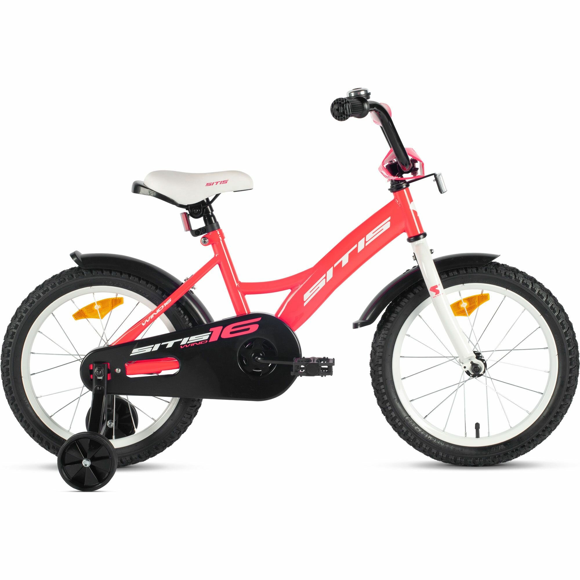 Велосипед Sitis Wind 16" (2024) детский для девочек, стальная рама с ножным тормозом, 1 скорость, для роста 110-125 см, цвет Pink