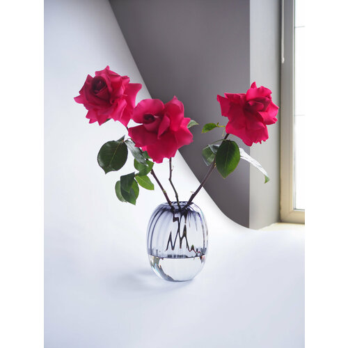 Ваза овальной формы из стекла с фиолетовым оттенком