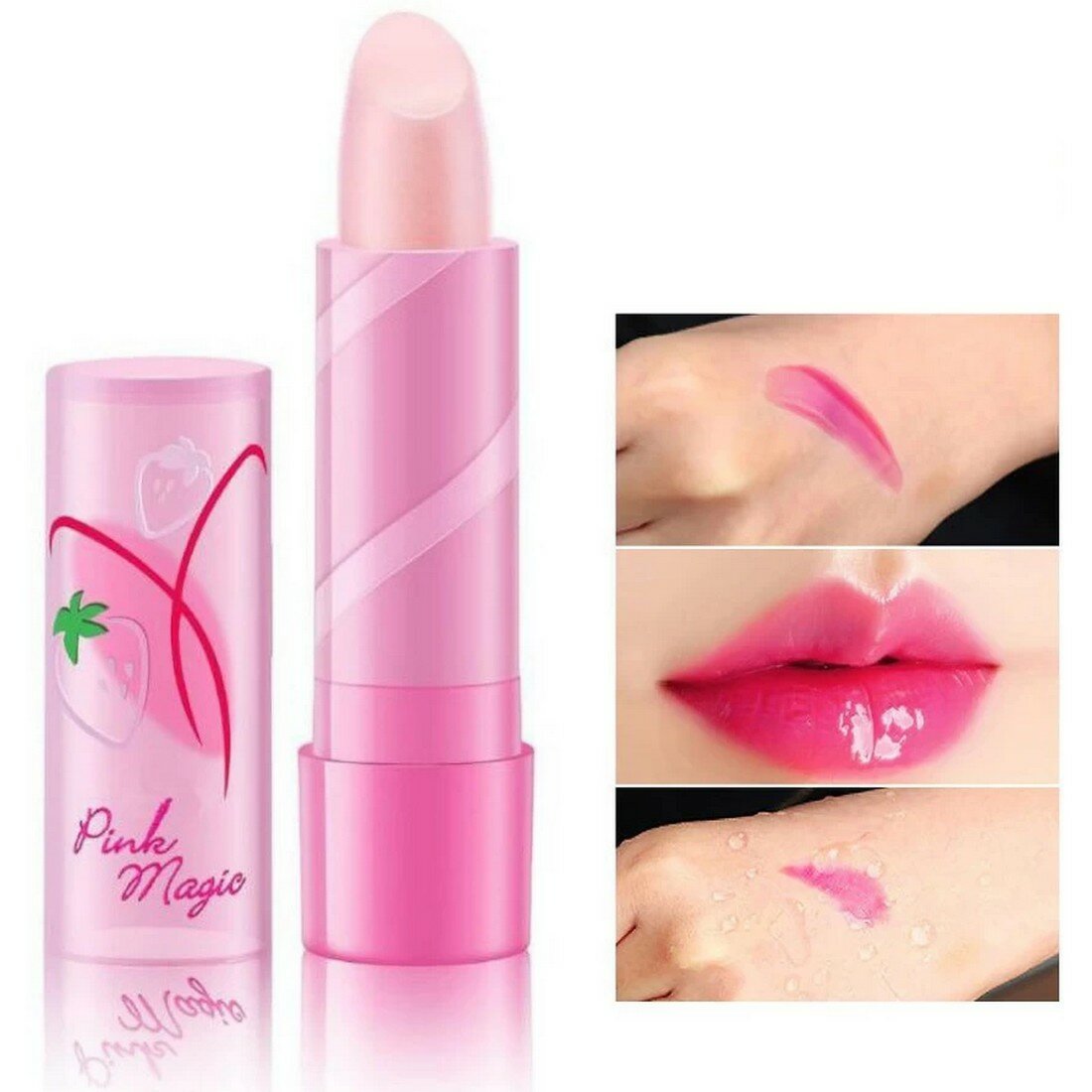 Проявляющаяся Гигиеническая Губная Помада Клубничная Магия Mistine Pink Magic Lip, 3.7 гр