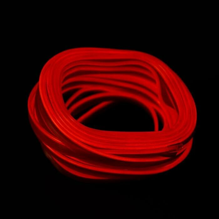 Неоновая нить Cartage Красная для подсветки салона адаптер питания 12 В 7 м