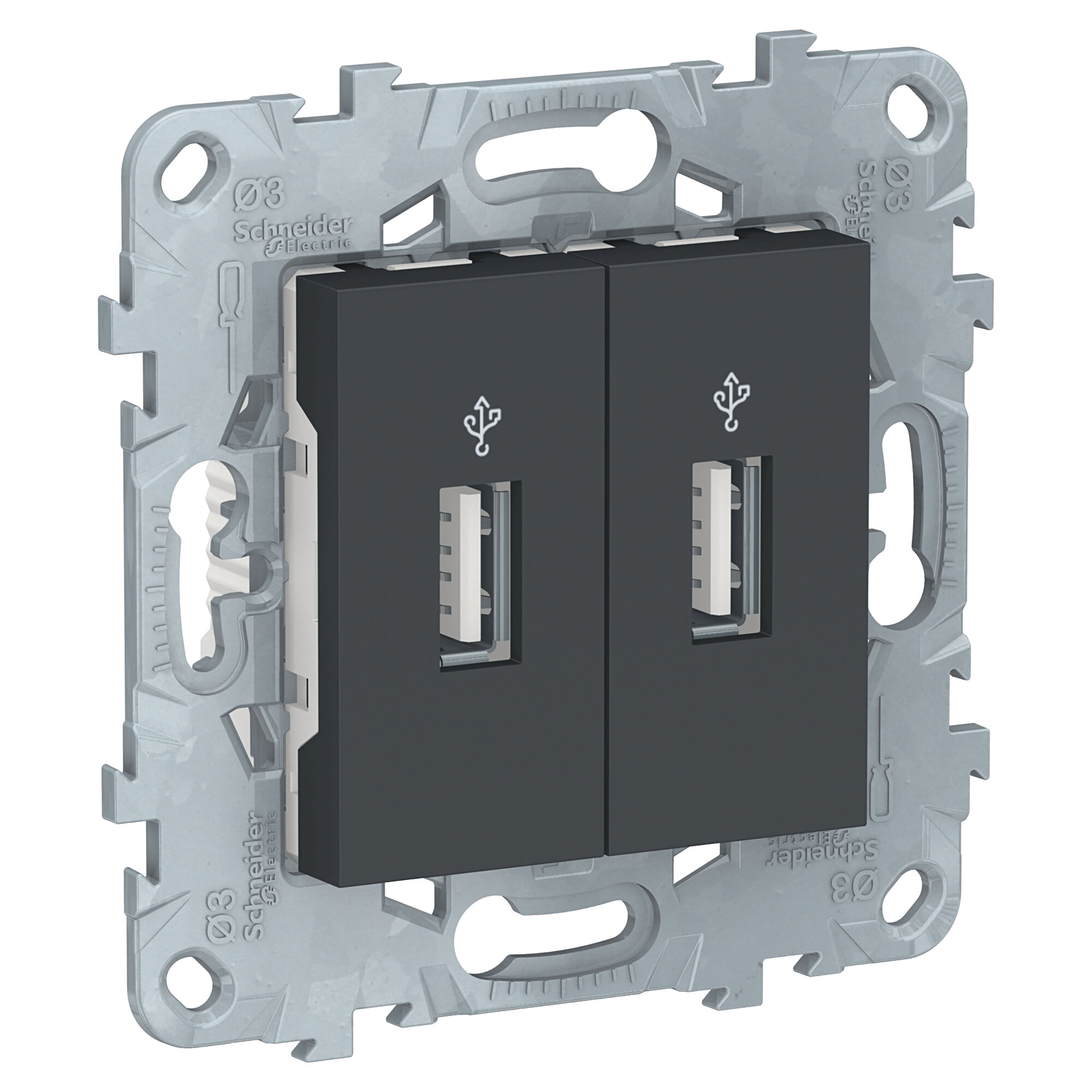 USB-коннектор Schneider NU201044NU201044 Unica New 2-местный (антрацит)