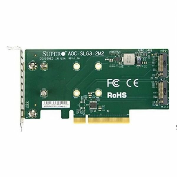 Плата Supermicro переходная AOC-SLG3-2M2 Low Profile PCIe Riser Card supports 2 M.2