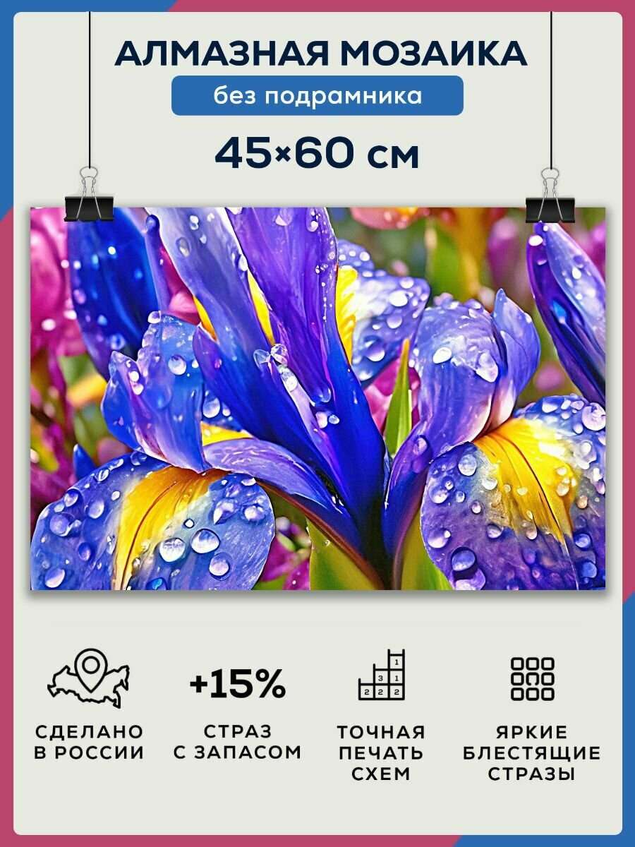Алмазная мозаика 45x60 Цветы фиолетовые без подрамника