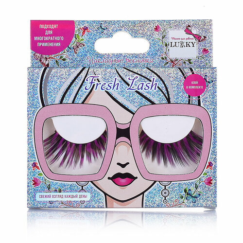 Реснички накладные цветные Розовые полоски Fresh Lash клей в комплекте 279₽