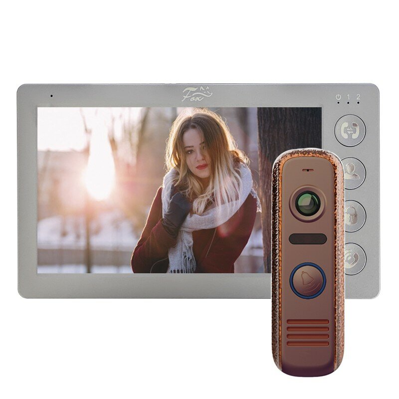 Комплект Full HD видеодомофона Fox FX-HVD70C с антивандальной панелью (графит + медь)