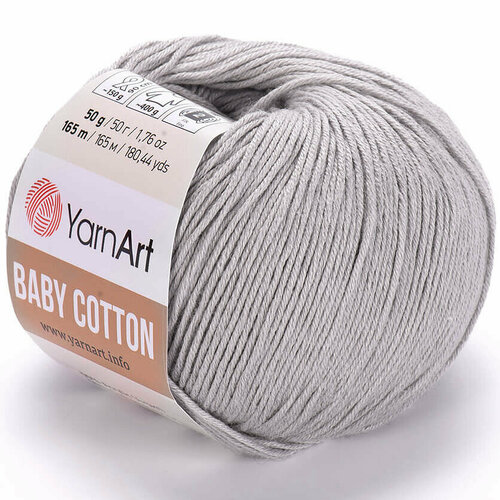 Пряжа Yarnart BABY COTTON 406 серый (10 мотков)