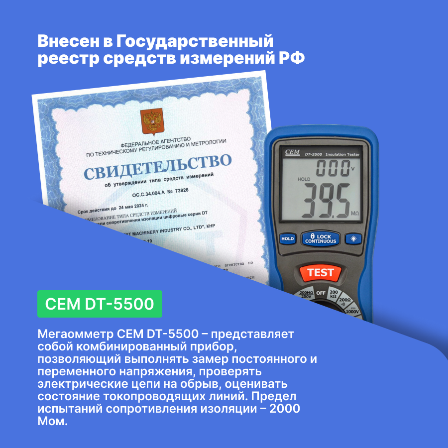 Цифровой тестер изоляции СЕМ Cem - фото №10