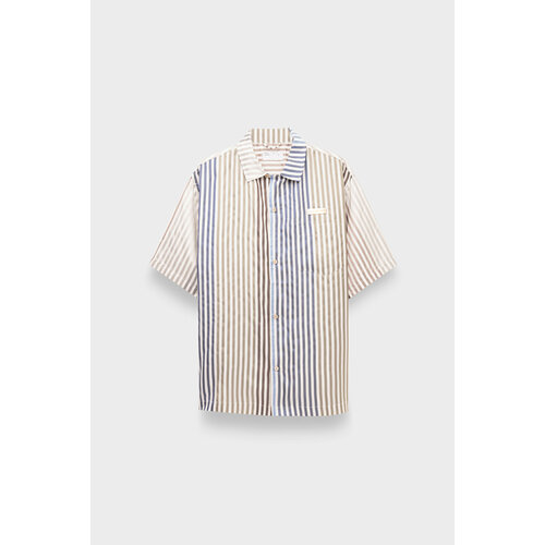 Рубашка 4SDESIGNS, wide camp shirt multi stripe all silk sm faille 99 multi, размер 50, бежевый