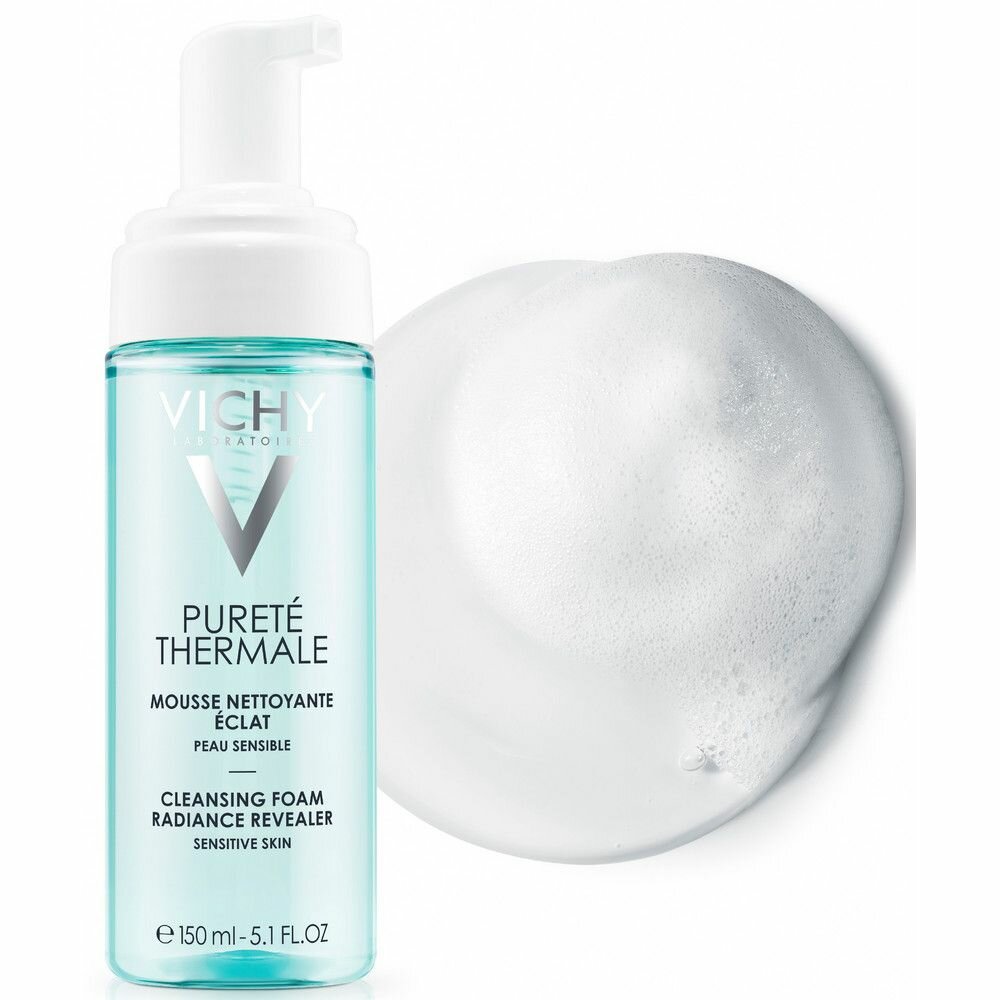 Vichy Purete Thermal Очищающая пенка для умывания, придающая сияние, 150 мл