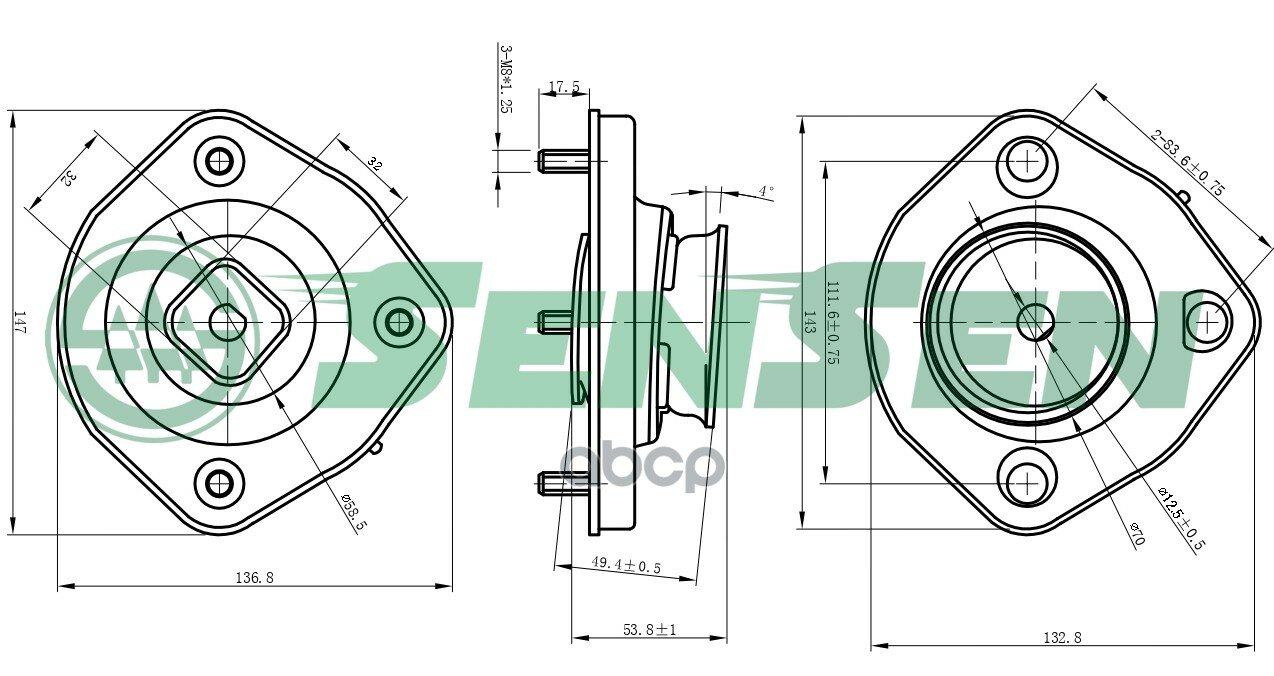 Опора Амортизатора Hyundai Coupe (Gk) Hyundai Elantra Hyundai Matrix Rear Left Sensen арт. M61048