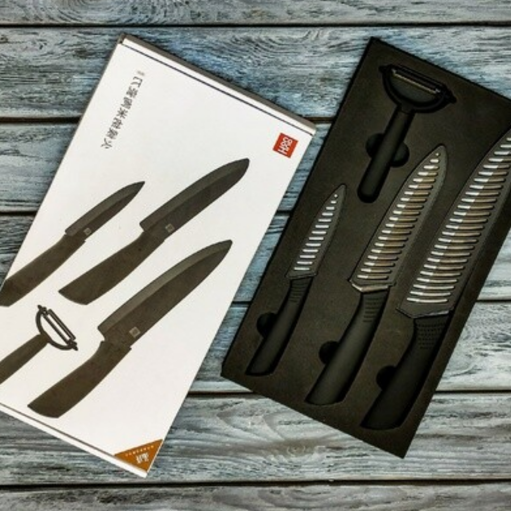 фото Ножи керамические набор HuoHou Nano Ceramic Knife HU0010 Black (3 ножа и овощечистка)