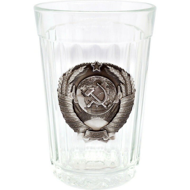 ОСЗ Гранёный стакан Герб СССР с алюм. накладкой 250 мл, 2 шт.
