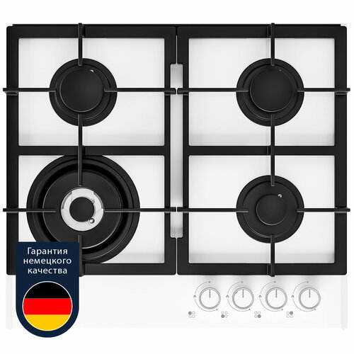 Газовая варочная поверхность Grundig GIGL 6234250 W, 60 см, белый газовая варочная панель schaub lorenz slk ge3221 30см автоподжиг газ контроль чугунные решетки