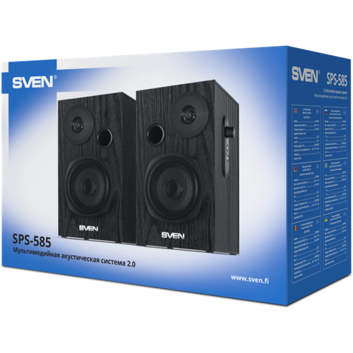 Колонки SVEN SPS-585 2.0 чёрные (2x10W, USB, дерево) колонки sven 2 0 sps 575 2x3вт black sv 016166