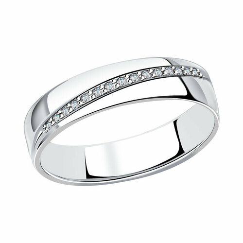 Кольцо обручальное Diamant online, белое золото, 585 проба, бриллиант, размер 19