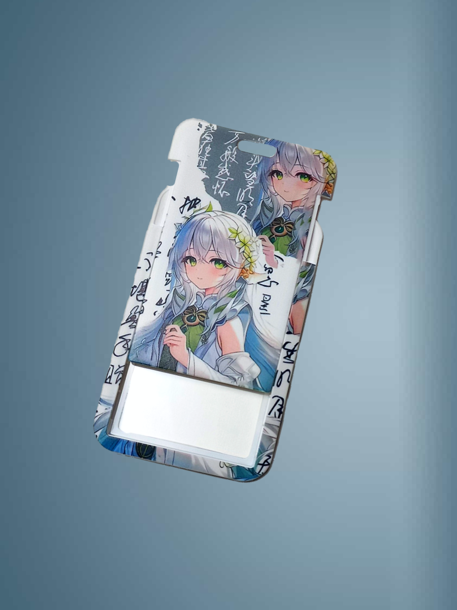 Чехол для бейджа Melody, на ленте, пластик, вертикальное крепление, серо/салатовый — фото 1