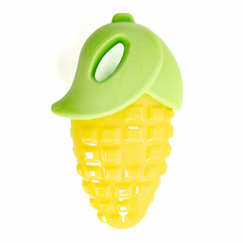 Игрушка для собак резиновая с пищалкой EliteDog "Кукуруза", зелёно-жёлтая, 13.4х8.1х4.5см